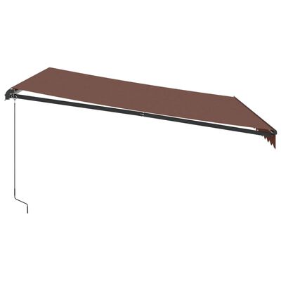 vidaXL Tenda na ručno uvlačenje s LED smeđa 400 x 350 cm