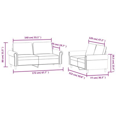 vidaXL 2-dijelni set sofa s jastucima crvena boja vina baršunasti