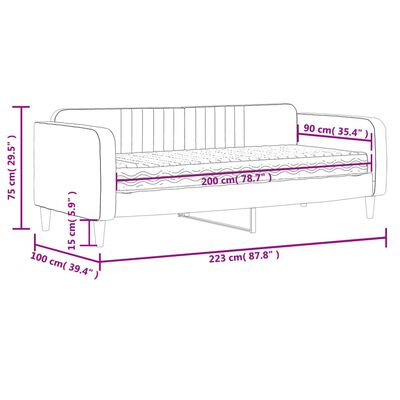 vidaXL Dnevni krevet s madracem crni 90 x 200 cm baršunasti