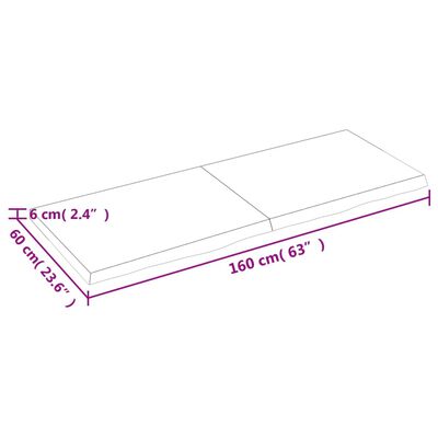 vidaXL Stolna ploča tamnosmeđa 160x60x(2-6) cm obrađena masivna hrast