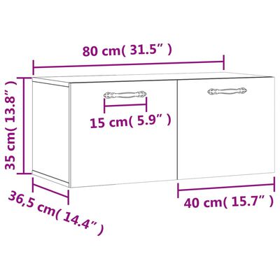 vidaXL Zidni ormarić crni 80 x 36,5 x 35 cm od konstruiranog drva