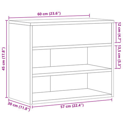 vidaXL Klupa za cipele siva boja betona 60 x 30 x 45 cm od iverice