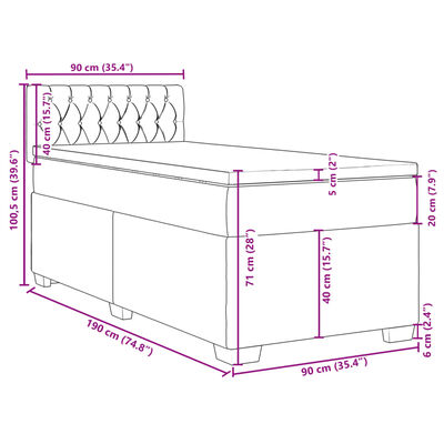 vidaXL Krevet s oprugama i madracem plavi 90 x 190 cm od tkanine