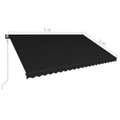 vidaXL Uvlačiva tenda sa senzorom za vjetar LED 500 x 300 cm antracit