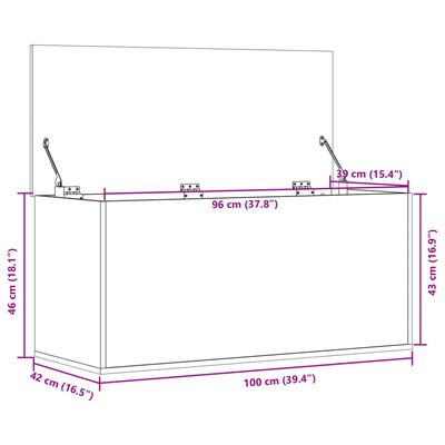 vidaXL Kutija za pohranu boja betona 100x42x46 cm konstruirano drvo