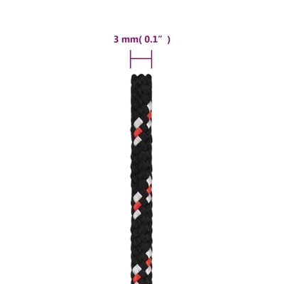 vidaXL Brodski konop crni 3 mm 500 m od polipropilena