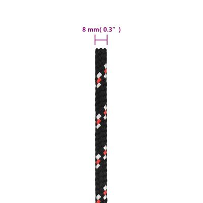 vidaXL Brodski konop crni 8 mm 250 m od polipropilena