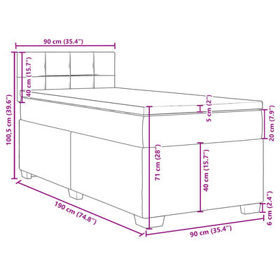 vidaXL Box spring krevet s madracem crni 90x190 cm od tkanine