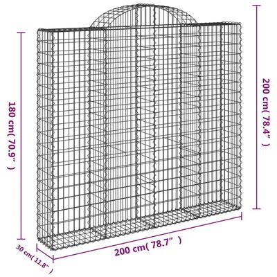 vidaXL Lučne gabionske košare 3 kom 200x30x180/200cm pocinčano željezo