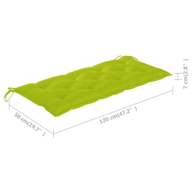 vidaXL Klupa Batavia s jarko zelenim jastukom 120 cm masivna tikovina