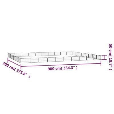 vidaXL Ograda za pse s 32 panela crna 100 x 50 cm čelik obložen prahom