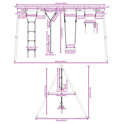vidaXL Vanjski set ljuljačke, trapeza, ljestvi i kolutova