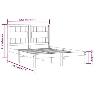 vidaXL Okvir za krevet od borovine crni 120 x 190 cm mali bračni