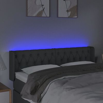 vidaXL LED uzglavlje tamnosivo 163x16x78/88 cm od tkanine