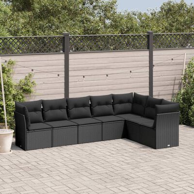 vidaXL 7-dijelni set vrtnih sofa od poliratana s jastucima crni