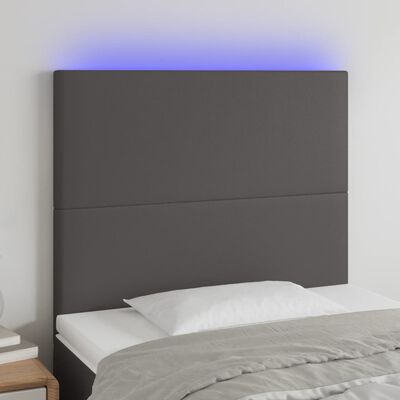 vidaXL LED uzglavlje sivo 80x5x118/128 cm od umjetne kože