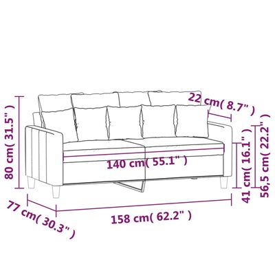 vidaXL Dvosjed smeđi 140 cm baršunasti