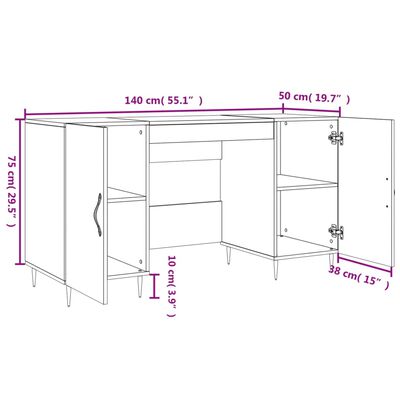 vidaXL Radni stol crni 140 x 50 x 75 cm od konstruiranog drva