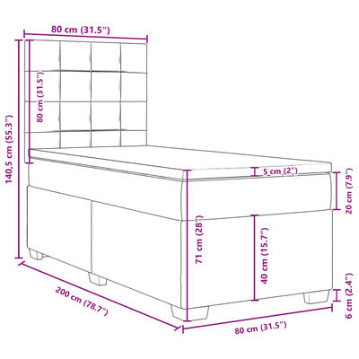 vidaXL Box spring krevet s madracem ružičasti 80 x 200 cm baršunasti