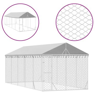vidaXL Vanjski kavez za pse s krovom srebrni 3 x 7,5 x 2,5 m čelični