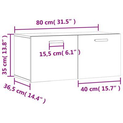 vidaXL Zidni ormarić bijeli 80 x 36,5 x 35 cm konstruirano drvo