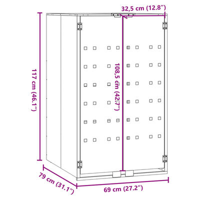 vidaXL Spremište za jednu kantu za otpad crno 69 x 79 x 117 cm čelično