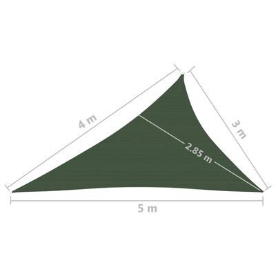 vidaXL Jedro za zaštitu od sunca 160 g/m² tamnozeleno 3 x 4 x 5 m HDPE