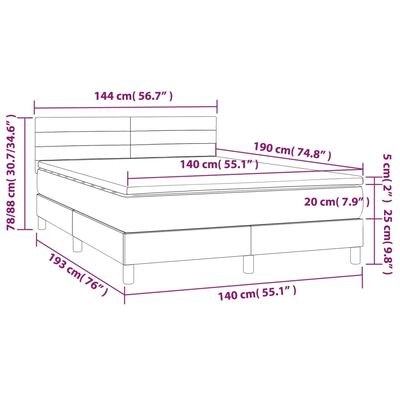 vidaXL Krevet box spring s madracem LED plavi 140x190 cm od tkanine