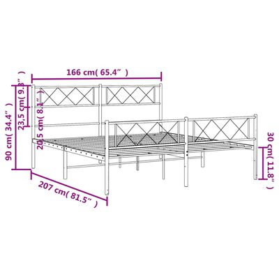 vidaXL Metalni okvir kreveta uzglavlje i podnožje bijeli 160x200 cm