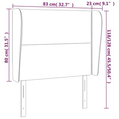 vidaXL Uzglavlje s ušima crno 83 x 23 x 118/128 cm baršunasto