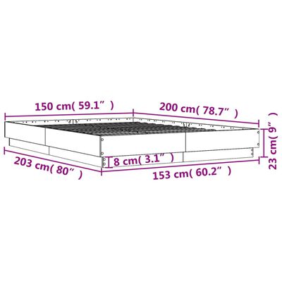 vidaXL Okvir za krevet smeđi hrast 150 x 200 cm konstruirano drvo