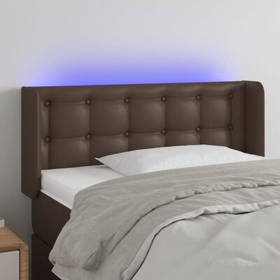 vidaXL LED uzglavlje smeđe 93x16x78/88 cm od umjetne kože