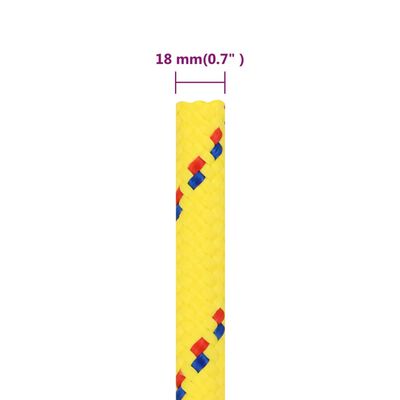 vidaXL Brodski konop žuti 18 mm 100 m od polipropilena
