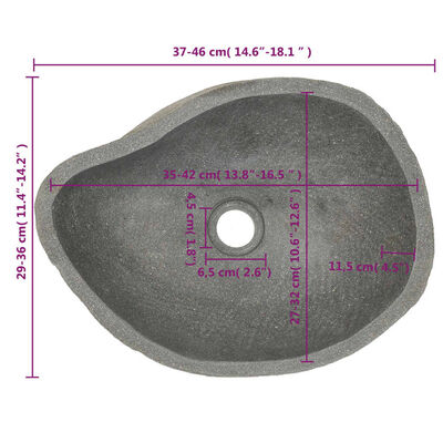 vidaXL Umivaonik od riječnog kamena ovalni (37 - 46) x (29 - 36) cm