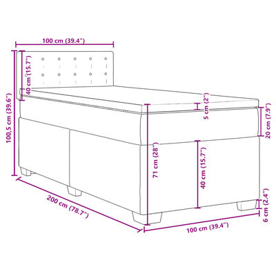 vidaXL Box spring krevet s madracem crni 100x200 cm baršunasti