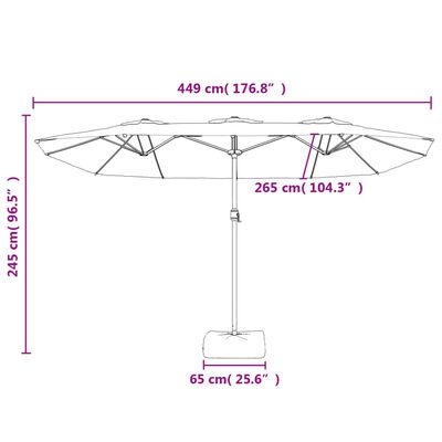 vidaXL Dvostruki suncobran s LED svjetlima terakota 449 x 245 cm