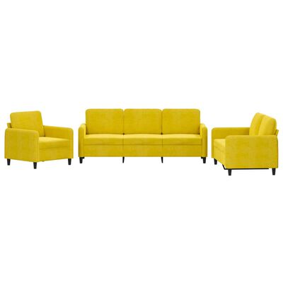 vidaXL 3-dijelni set sofa s žuti baršunast