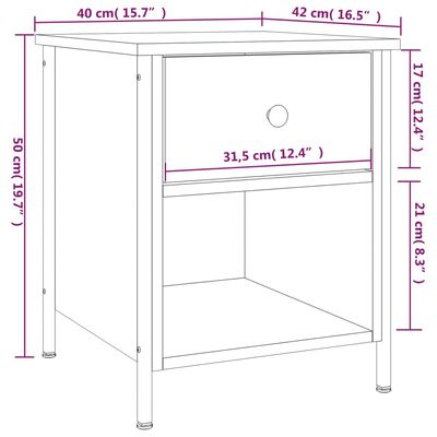 vidaXL Noćni ormarić boja hrasta 40 x 42 x 50 cm od konstruiranog drva