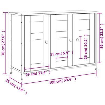 vidaXL Komoda smeđa boja hrasta 100 x 35 x 70 cm od konstruiranog drva