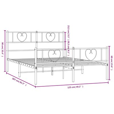 vidaXL Metalni okvir kreveta uzglavlje i podnožje crni 120x200 cm