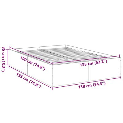 vidaXL Okvir za krevet crni 135x190 cmkonstruirano drvo