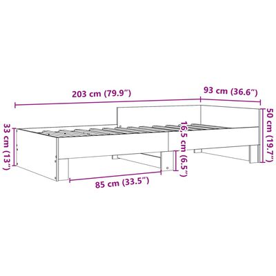 vidaXL Okvir za krevet boja hrasta 90x200 cm konstruirano drvo