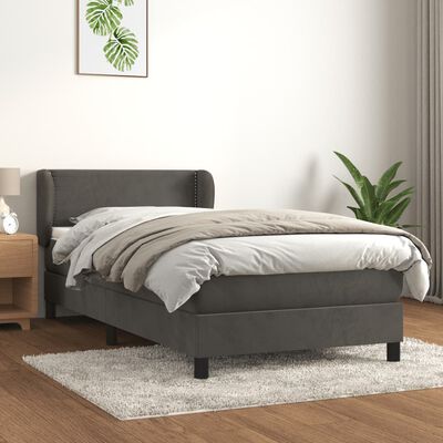 vidaXL Box spring krevet s madracem tamnosivi 80 x 200 cm baršunasti