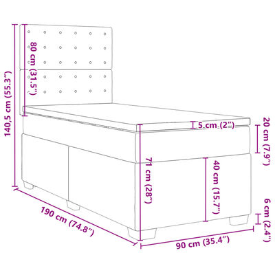 vidaXL Krevet s oprugama i madracem plavi 90 x 190 cm od tkanine