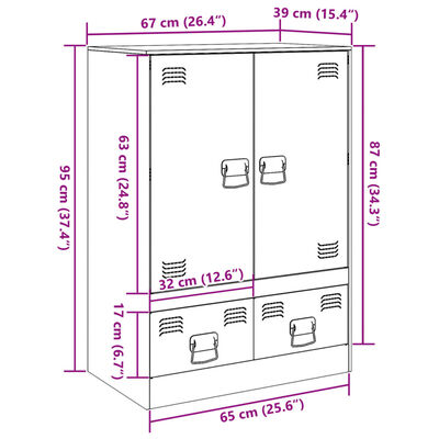 vidaXL Visoka komoda crna 67 x 39 x 95 cm čelična