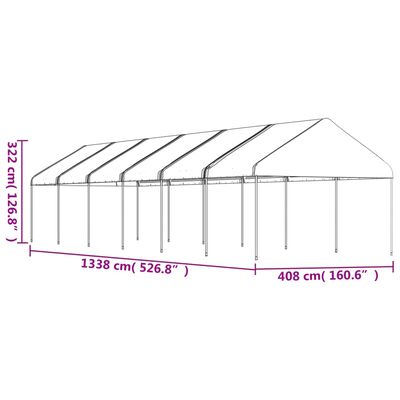 vidaXL Sjenica s krovom bijela 13,38 x 4,08 x 3,22 m polietilen