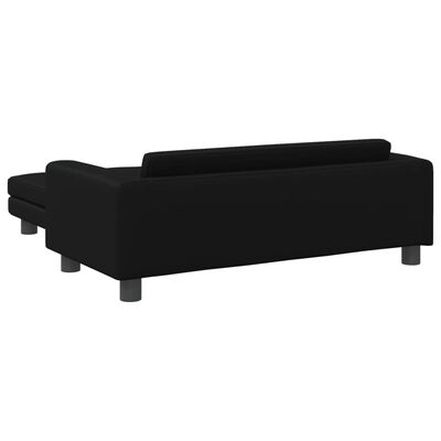 vidaXL Dječja sofa s tabureom crna 100 x 50 x 30 cm od umjetne kože