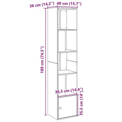 vidaXL Regal za knjige crni 40x36x189 cm konstruirano drvo