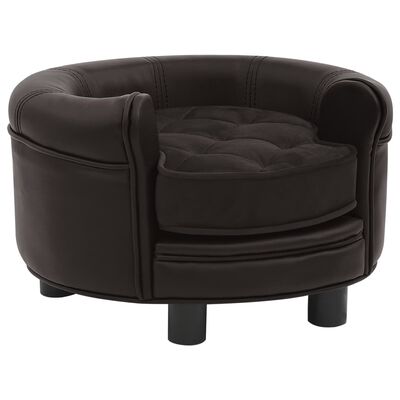 vidaXL Sofa za pse smeđa 48 x 48 x 32 cm od pliša i umjetne kože