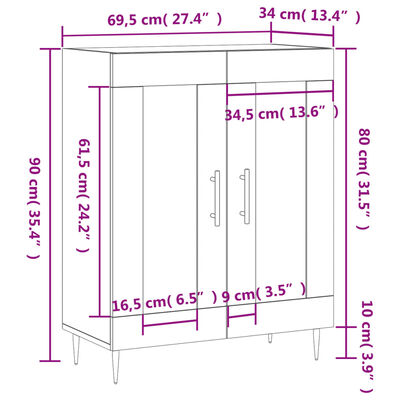 vidaXL Komoda bijela 69,5x34x90 cm od konstruiranog drva